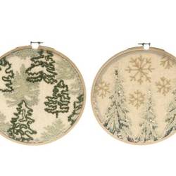 Hänger Ornamente 2/Set grün/weiss D22cm