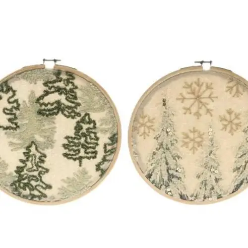 Hänger Ornamente 2/Set grün/weiss D22cm