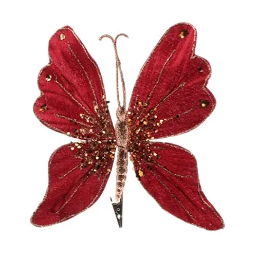 Klammer Schmetterling weinrot D26cm H13cm