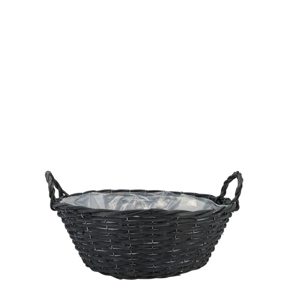 Korb Henkel Weide schwarz D22cm H10cm