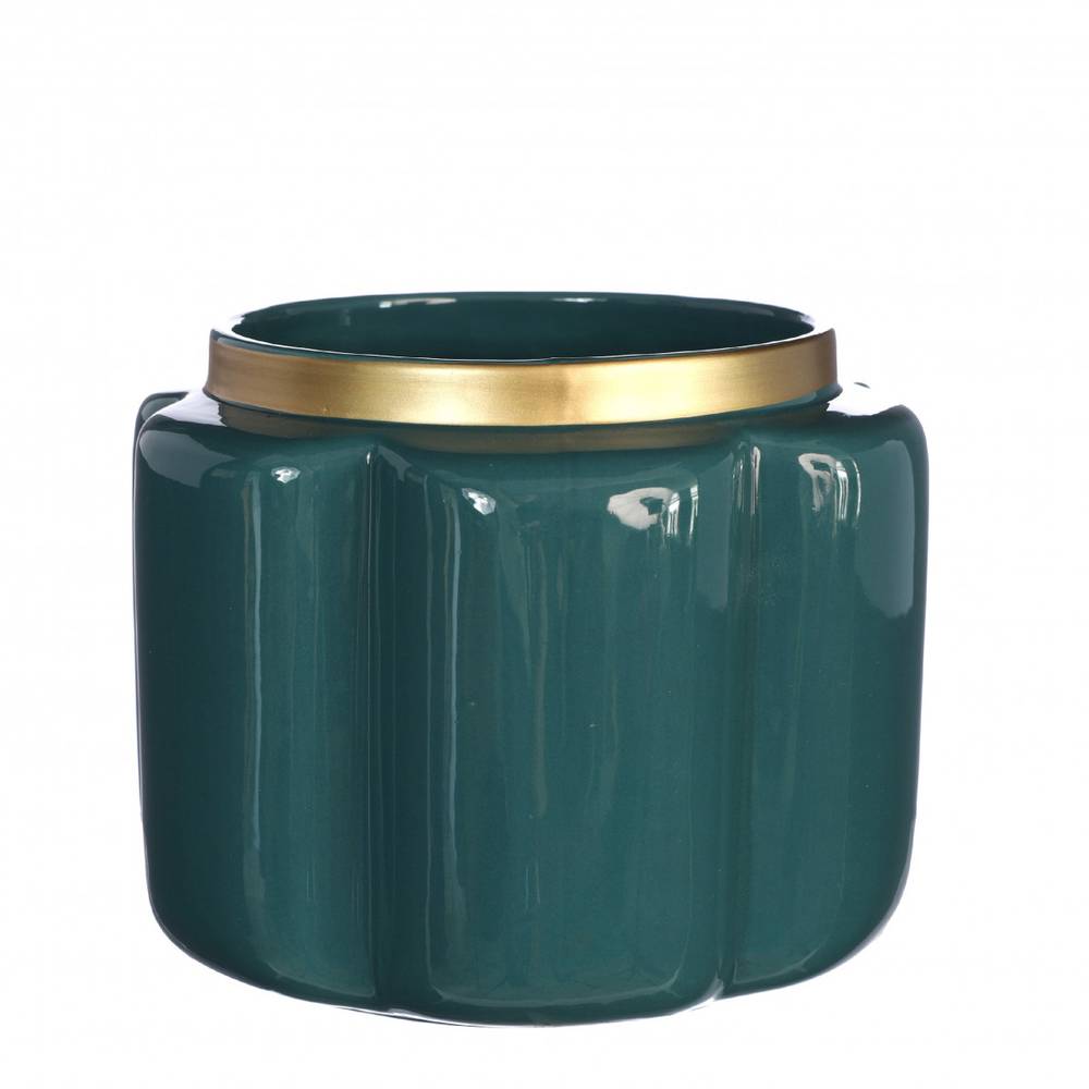 Keramik Übertopf Pouff blau D17.5cm H13.5cm