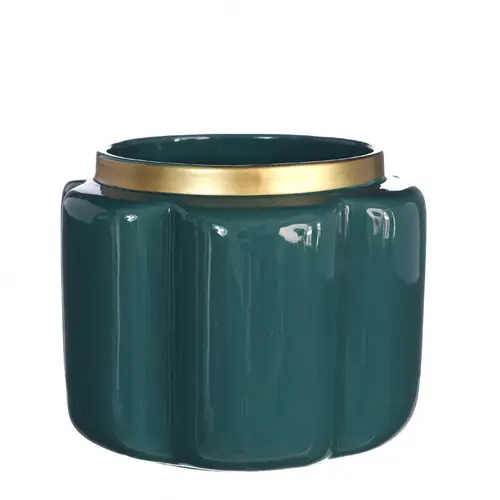 Keramik Übertopf Pouff blau D17.5cm H13.5cm