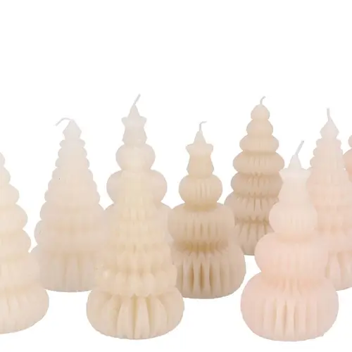 Kerze Pagoda Baum mix creme 07x14cm