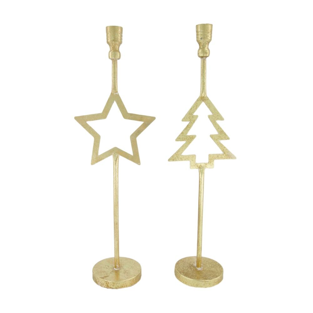 Kerzenständer Weihnachten gold 16x51cm