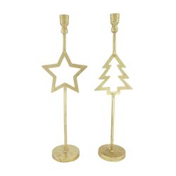 Kerzenständer Weihnachten gold 16x51cm
