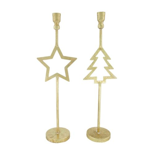 Kerzenständer Weihnachten gold 16x51cm