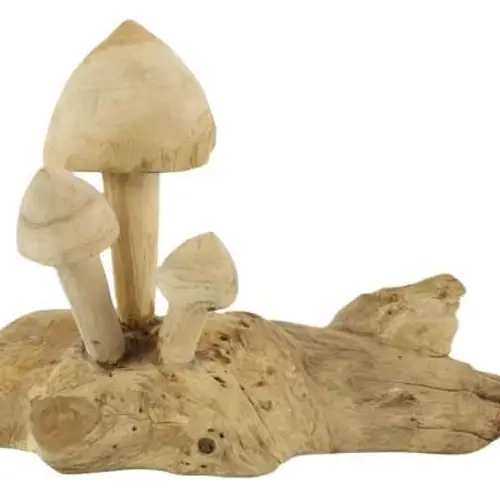 Teakholz Pilz natur 25x14x20cm