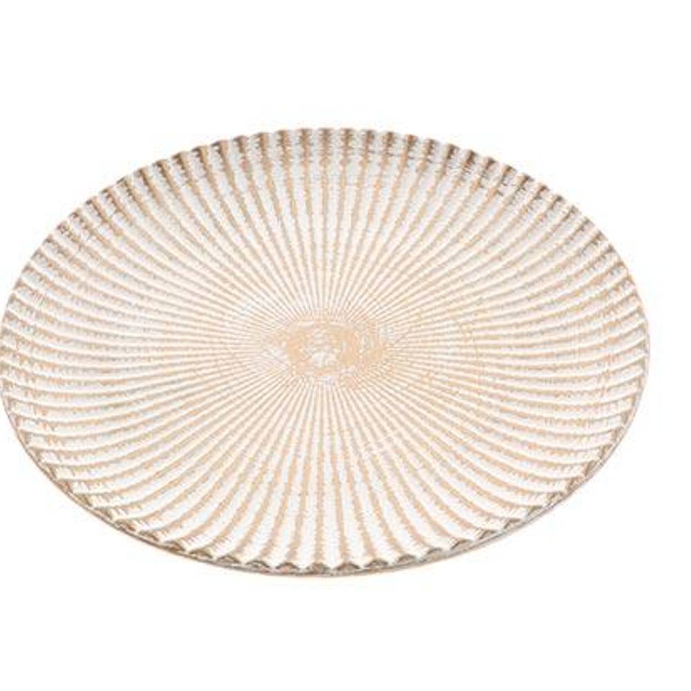 Holz Teller Gezeitenmuschel gold D30cm