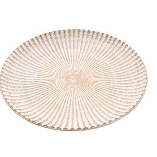 Holz Teller Gezeitenmuschel gold D30cm