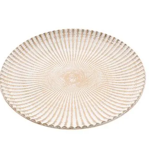 Holz Teller Gezeitenmuschel gold D30cm