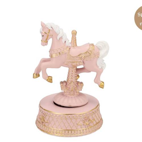 Deko Musikbox Pferd rosa 12x11x18cm