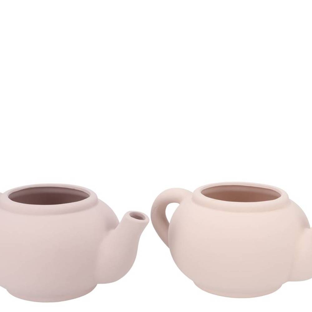 Keramik Übertopf Teekanne Chai mix creme 27x19x12cm