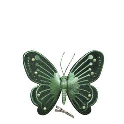 Schmetterling auf Clip dunkel grün D12cm H09.5cm