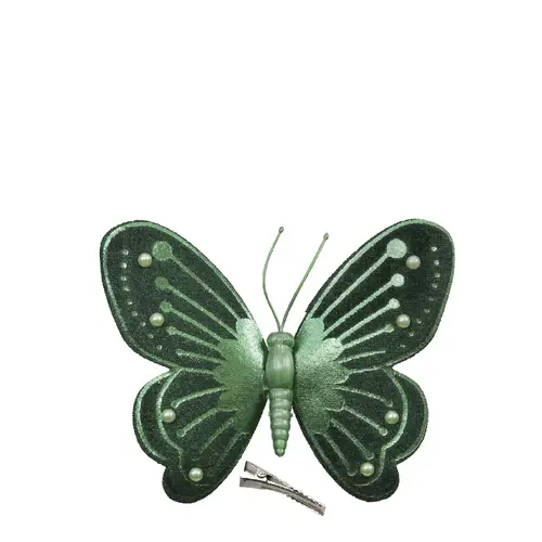 Schmetterling auf Clip dunkel grün D12cm H09.5cm