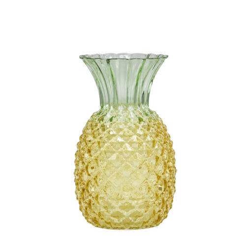 Glas Vase Ananas gelb D16cm H26cm