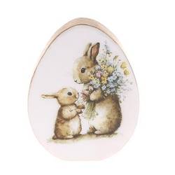 Osterei Hase auf Holz D15cm H19cm