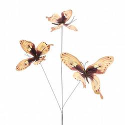 Schmetterling Trio auf Stab braun L50cm