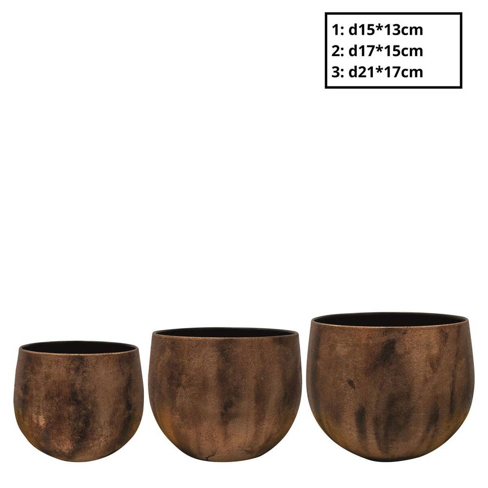 Keramik Übertopf Harper 3/Set braun D21cm H17cm