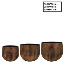 Keramik Übertopf Harper 3/Set braun D21cm H17cm