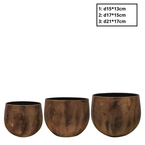 Keramik Übertopf Harper 3/Set braun D21cm H17cm