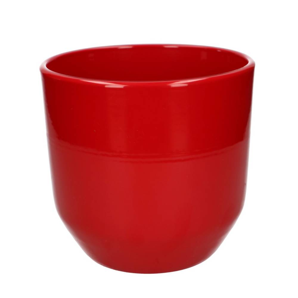 Keramik Übertopf Knick rot D17cm H16cm