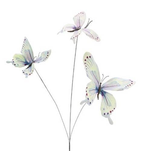 Schmetterling Trio auf Stab hell blau L50cm