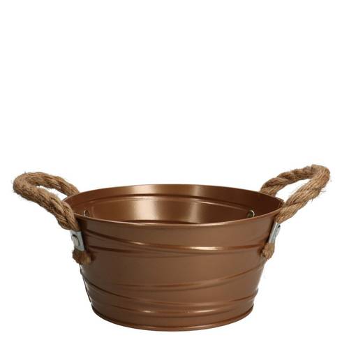 Zink Übertopf +Henkel Julia bronze D18.5cm H09cm