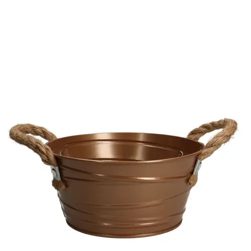 Zink Übertopf +Henkel Julia bronze D18.5cm H09cm