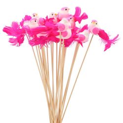 Vogel auf stab fuchsie L50cm D11cm x25