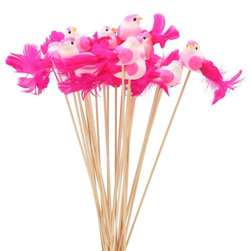 Vogel auf stab fuchsie L50cm D11cm x25