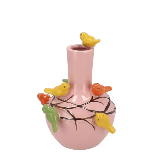 Keramik Vogelvase hellrosa D16cm H17cm