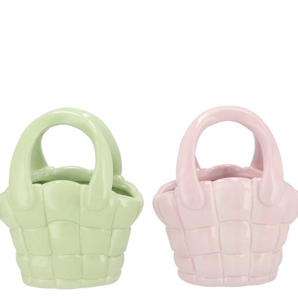 Keramik Vase Happy Tasche pastel mix 19x12x22cm