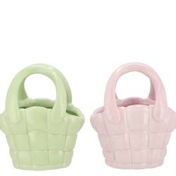 Keramik Vase Happy Tasche pastel mix 19x12x22cm