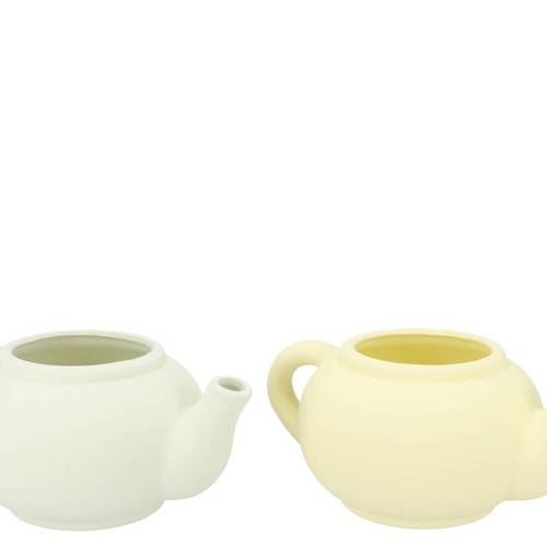 Keramik Übertopf Teekanne Chai mix grün 27x19x12cm