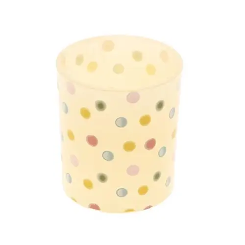 Glas Teelicht Dots gelb D09cm H10cm