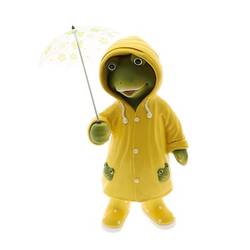 Frosch mit Regenschirm gelb D17cm H37cm