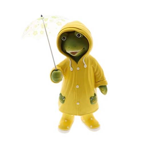 Frosch mit Regenschirm gelb D17cm H37cm