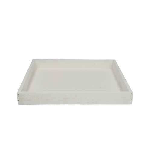 Holz Schale Viereck weiss D30cm H03.5cm