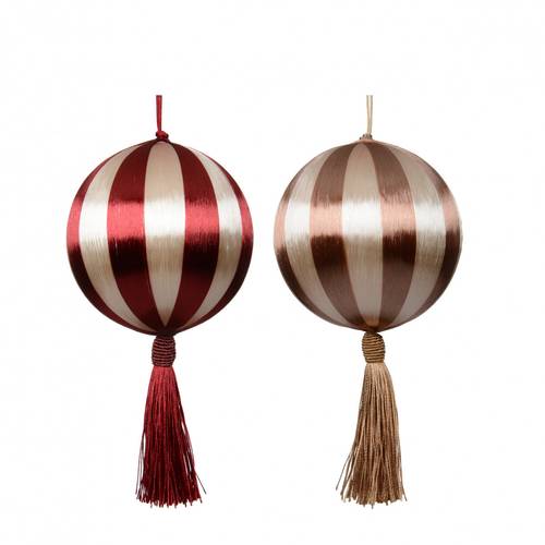 Hänger Stringkugel +Quaste mix rot D08cm
