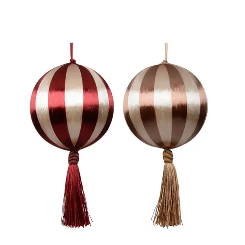 Hänger Stringkugel +Quaste mix rot D08cm