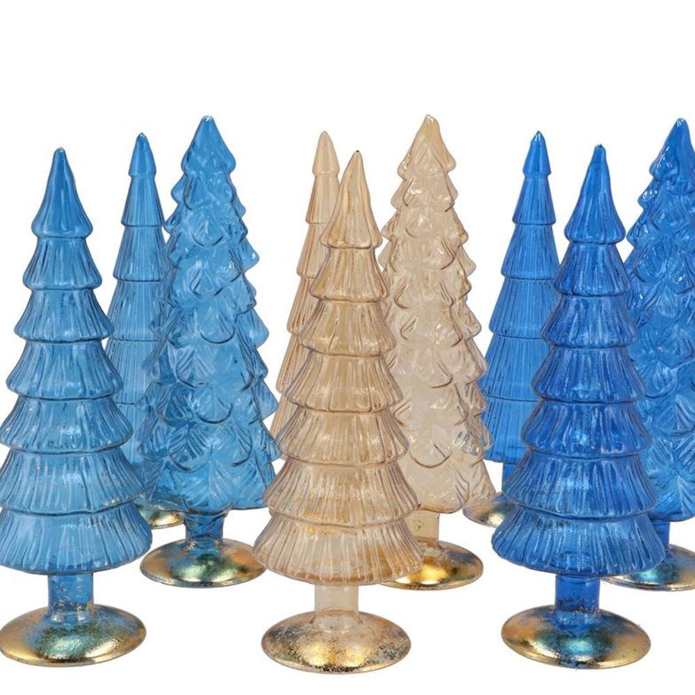 Weihnachtsbaum blau gold glas 9x25cm
