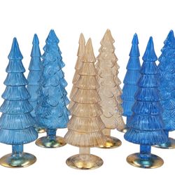 Weihnachtsbaum blau gold glas 9x25cm