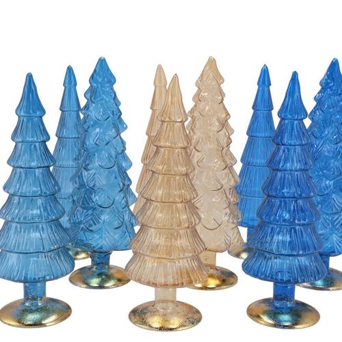 Weihnachtsbaum blau gold glas 9x25cm