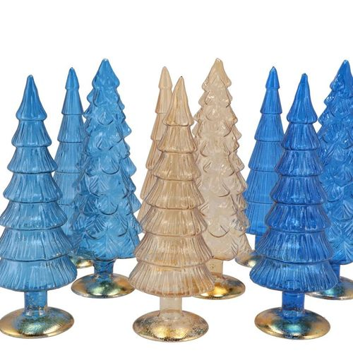 Weihnachtsbaum blau gold glas 9x25cm