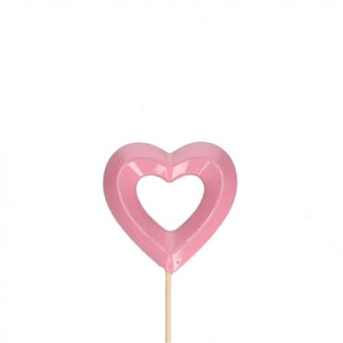 Herz offen auf Stab rosa L12cm D08cm