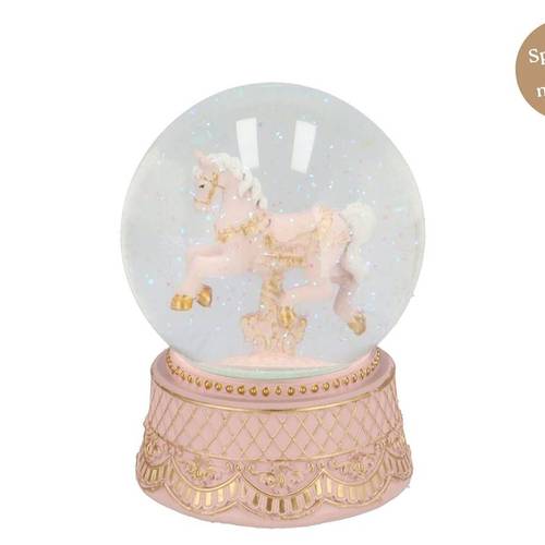 Deko Musikbox Schneekugel Pferd 12x12x18cm