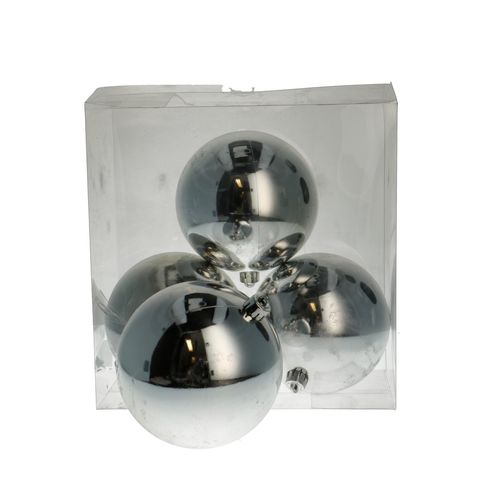 Kugel Kunststoff silber d12cm 4st