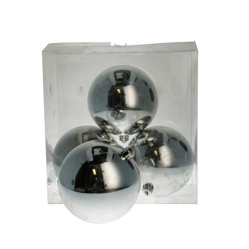 Kugel Kunststoff silber d12cm 4st