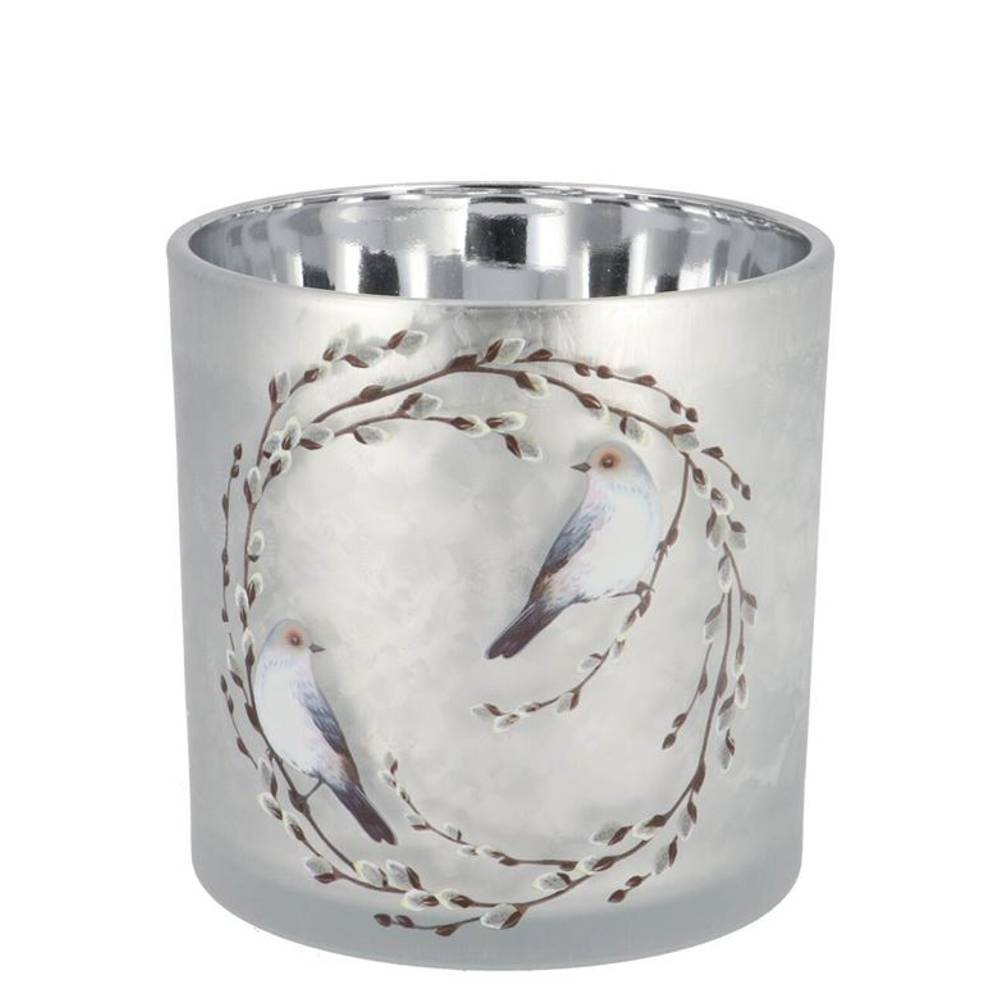 Teelichthalter Ruby Nordic silber 08x10cm