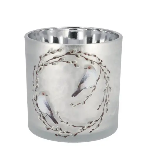 Teelichthalter Ruby Nordic silber 08x10cm